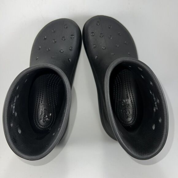Crocs Classic Crush Chunky Rain Boots Womens Size 7 Black Rubber Unisex Mens 5 - Picture 8 of 10
